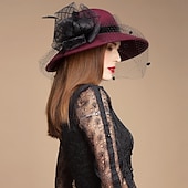 levne party klobouky-klobouky 100% vlna buřinka / zvonový klobouk fedora klobouk závoj svatební čajový dýchánek elegantní svatební s peřím květinová ozdoba hlavy pokrývka hlavy