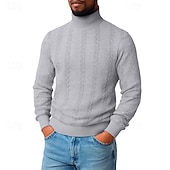 billiga Basic sweatshirts-Herr Jacquard Tröja Svart Vit Orange Kaki Grå Kinakrage Slät Strukturerad Sport &amp; Utomhus Ledigt Dagligen Streetwear Häftig Sportkläder Vår &amp; Höst Kläder Pull Tröjor