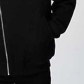 economico felpe con cappuccio da uomo di base-Per uomo Felpa con cappuccio Felpa con cappuccio a zip intera Nero Grigio Con Cappuccio Semplice Con zip Tasca Sport &amp; Outdoor Quotidiano Ferie Poliestere Streetwear Essenziale Casual Primavera