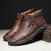 abordables Botines-Botas de senderismo de piel sintética de primera calidad para hombre: calzado resistente con cierre de cremallera para aventuras al aire libre y uso casual.