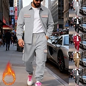 Χαμηλού Κόστους βασικές φόρμες-Ανδρικά Πουλόβερ Φόρμα Σετ ρούχων Jachetă Πέτο ΕΞΩΤΕΡΙΚΟΥ ΧΩΡΟΥ Καθημερινά Αθλητικά Κορδόνι Κουμπί επάνω Τσέπη Ταινία Μαύρο Ρουμπίνι Καφέ Πολυεστέρας Ρούχα Γυμναστικής Μοντέρνα Κομψό στυλ street