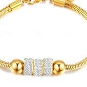 abordables Pulseras y brazaletes-Women's Bracelet Bangles Thick Chain Ball Fashion Titanium Steel Bracelet Jewelry Gold For Holiday Birthday