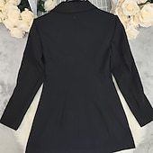 ieftine Blazere și costume-Pentru femei Blazer Sacou Comfortabil Nasturi Modă Casual Culoare solidă Stradă Purtare Zilnică Ieșire Sfârșit de săptămână Regulat Răsfrânt Fit regulat Manșon Lung Îmbrăcăminte exterioară Negru