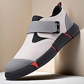 economico Scarpe Casual Slip-On-mocassini da uomo in similpelle rossi e neri con dettagli decorativi in metallo: stivali slip-on alla moda per feste di Natale e uscite informali