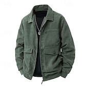 economico Giubbotti Casual-Per uomo Giacca Leggera Giacca in Velluto a Coste Giacca Casual Giacca da Lavoro Vacanza Casuale Traspirante Tasca Primavera Autunno Inverno Semplice Moda Classico Bavero Regolare Nero Cachi Verde