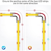 abordables Accesorios LED-Kit de conectores SMD FCOB/COB de 8 mm y 10 mm (0,31 pulgadas) para bricolaje: 14 conectores transparentes y 5 cables de extensión de 15 cm de longitud y calibre 20 AWG para conexiones de esquina en