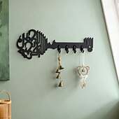 זול פסלים-וו קישוט קיר בצורת מפתח אללה עם וו ברזל קטן בעיצוב לפאנלים מעץ מתאים לקישוט קיר בחדרי אמבטיה, שירותים, מטבחים וחדרי אחסון