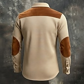 economico Camicie da lavoro da uomo-Per uomo Camicia Camicia a nido d'ape Camicia casual Camicia vintage Camicia con Bottoni Camicia cargo Nero Kaki Manica Lunga Blocco di colori Bavero All'aperto Casuale Patchwork Abbigliamento Moda