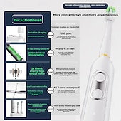 baratos Escova de Dentes Elétrica-Escova de dentes elétrica para adultos, modelo 2025, com cabeça de cerdas macias, totalmente automática, recarregável via USB, silenciosa, potente, à prova d'água IP8X, bateria com duração de até 70