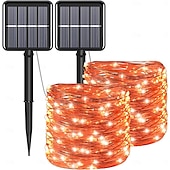 levne Solární řetězec světla-2 ks 10M/33FT 100 LED Korálky Venkovní IP44 Voděodolné Solární Fairy Světelný Řetěz Halloween Svatební Valentýna Dvůr Trávník Zahrada Festivalová Atmosféra Dekorace Měděný Drát Světlo