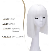 economico Parrucche di Carnevale-Parrucca di Carnevale 2026 Biondo Nero Blu Liscio Ciocca Corto Parrucca sintetica da festival Martedì grasso Parata Capelli per costumi da cosplay per Da donna