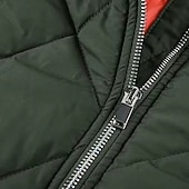 billiga Herrdunjackor och -parkas-Herr Vinterkappa Pufferjacka Quiltad jacka Vadderad Ficka Polyester Utomhus Ledigt Dagligen Normal Mode Streetwear Håller värmen Vattentät Vinter Ensfärgat Svart Vinröd Marinblå Grön Pufferjacka