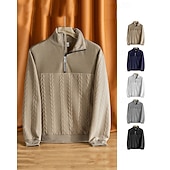 abordables Sweat-shirts basiques-Homme Sweat-shirt Pull Sweat-shirt quart de fermeture éclair Noir Blanche bleu marine Kaki Gris Demi-zip Uni Jacquard Sport &amp; Loisir Occasionnel Quotidien Streetwear Basique Occasionnel Automne Hiver