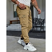 economico Pantaloni cargo-Per uomo Pantaloni Cargo Pantaloni Coulisse Multi-tasche Semplice Indossabile All'aperto Quotidiano Campeggio &amp; Escursionismo Moda Classico Nero Verde militare