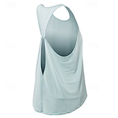 abordables Chemise pour femmes-Femmes Couleur Unie Débardeur Tee Shirt Fitness Ample Élastique Évacuation de la transpiration Respirant Tennis Pickleball Yoga Col ras du cou Top Noir Bleu Violet Vêtements de tennis