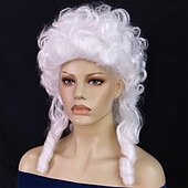  قبعة شعر باروكة باروكية رمادية مع تجاعيد حلزونية باروكة من القرن الثامن عشر شعر صناعي تسريحات شعر القاضية الأنثوية ورؤساء القضاه باروكات مسحوقة للنساء للشخصيات الحزبية واحتفالات أعياد الميلاد