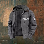 Χαμηλού Κόστους Fleece Hoodie-Ανδρικά Πλήρες φερμουάρ με φερμουάρ Μπουφάν fleece Fleece Hoodie Μαύρο Καφέ Σκούρο γκρι Με Κουκούλα Γράμμα Cruce Φερμουάρ Τσέπη Causal Καθημερινά Εξόδου Πολυεστέρας Κομψό στυλ street Ρετρό Καθημερινό
