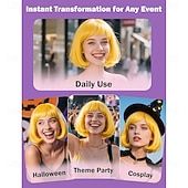 お買い得  カーニバルウィッグ-カーニバルウィッグ2026 ブロンド ピンク レッド ストレート ボブ ショート 合成フェスティバルウィッグ マルディグラ パレード コスプレ衣装ヘア のために 女性