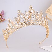 billige Tiarer og kroner-Crown Tiaras Hodepryd Legering Bryllup Bursdag Elegant søt stil Med Rhinsten Hodeplagg Hodeplagg