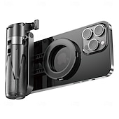 abordables Supports de téléphone-Poignée de support pour smartphone avec trépied, compatible iPhone 15, 14 Pro Max, S23 et S22 Ultra, avec déclencheur Bluetooth et adaptateur pour griffe flash, idéale pour les selfies, vlogs et