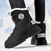 preiswerte Winter- und Schneestiefel-Schwarze, wasserdichte Herren-Winterstiefel mit Fellfutter und griffiger Sohle – strapazierfähiges und isoliertes Schuhwerk für Schnee, Wanderungen und Winterabenteuer