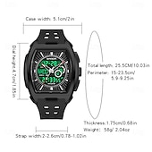 baratos Relógios Quartz-Relógio Esportivo Quartz de Duplo Display SANDA 5118 Moda À Prova D'Água Multi Funcional Luminosa Cronógrafo Calendário Relógio Masculino