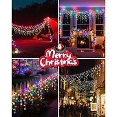 Недорогие Питание от электросети-Рождественская сосулька, 33 фута, 400 светодиодов, 48 капель, 8 функций, таймер, дистанционное управление, прозрачный провод, подключаемые гирлянды, праздничные, свадебные, вечерние, декоративные огни, низкое напряжение, безопасная розетка