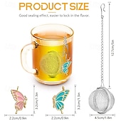 abordables Utensilios de cocina y gadgets-2 bolas de té para té a granel con colgante de mariposa 3D. Infusor de té de malla de acero inoxidable.