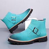abordables Bottes de Chelsea-Bottes Chelsea turquoise pour hommes – élégantes et résistantes, idéales pour les sorties hivernales décontractées et les activités de plein air