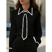 رخيصةأون بلوزات رسمية-نسائي أنيقة بلوزة من الساتان بلوزة كنزات حريرية Buttons لون الصلبة أنيق أساسي كاجوال كم طويل قبعة القميص قمصان عادية مناسب للبس اليومي عمل أسود أبيض كاكي الربيع الخريف الشتاء