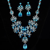 Недорогие Наборы украшений-2шт Свадебные комплекты ювелирных изделий For Жен. Фиолетовый Синий Красный Свадьба Вечерние наряды Сплав геометрический