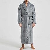 Недорогие Халаты-Муж. Домашняя одежда Ночная рубашка Ночная сорочка Банное платье Полотняное плетение Стиль Удобная обувь Дом Повседневные Хлопок Сохраняет тепло Дышащий V-образный вырез Длинный рукав Осень Зима