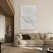 billige Abstrakte malerier-håndlaget oljemaleri lerret veggkunst dekorasjon moderne abstrakt hvit enkel teksturmaleri for hjem stue dekor rullet rammeløs ustrukket maleri