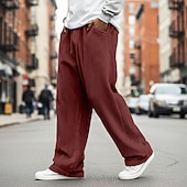ieftine Picior drept-Bărbați Pantaloni Pantaloni Corduroy Pantaloni largi Pantaloni casual Pantaloni de sport cu picior drept Cordon Culoare solidă Confort Lungime totală În aer liber Casual Zilnic Modă Stil Clasic Negru