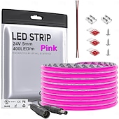 お買い得  ＬＥＤストリップライト-fcob cob ledストリップ 5mm幅 超狭幅 フレキシブル 高密度 均一光 16.4フィート DC24V 複数色あり CRI 90 調光可能 LEDリボン 家庭用室内装飾用 (コントローラーやアダプターは付属しません)