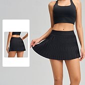 billiga Kvinnors kjolar och skorts-Dam Solid färg Avslappnad kjol Träningskjol Elastisk Svettavvisande Andningsfunktion Tennis Pickleball Yoga Underdelar Svart Vit Gul Tenniskläder