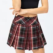 זול חצאיות וחצאיות קצרות לנשים-בגדי ריקוד נשים משובץ / משבצות אחיד חצאית קז'ואל חצאית טניס חצאיות קפלים חצאית ספורט אלסטי תומך זיעה נושם טניס פיקלבול יוגה תחתיות שחור לבן צהוב בגדי טניס