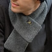 cheap Men' Scarves &amp; Gloves-Men's Rectangle Scarf Outdoor Dailywear Causal Black Brown Scarf Solid Color