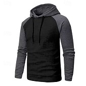 baratos hoodies básicos dos homens-Homens Moletom Estacionar Preto Cinza Claro Cinzento Escuro Cinzento Com Capuz Bloco de cor Com Cordão Desportos e Ar livre Casual Diário Impressão 3D Roupa de rua Roupa de Esporte Casual Outono