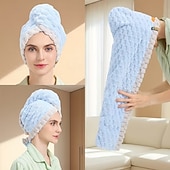 economico Gadget bagno-cuffia per capelli da donna con design a coda larga, autunno e inverno, extra large e spessa, asciugamano per capelli super assorbente ad asciugatura rapida, asciugamano per capelli in pile di
