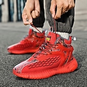 abordables Zapatillas Informales-Hombre Zapatillas de deporte Zapatos de Navidad Forro de Lana Zapatos para correr Zapatos de Paseo Casual Punto Cómodo Antideslizante Transpirable Botines / Hasta el Tobillo Cordones Negro Blanco Rojo