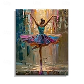 abordables Peintures portraits-Peinture à l'huile sur toile, réalisée à la main, représentant une ballerine, idéale pour décorer un studio de danse à domicile. Toile tendue sur châssis ou roulée, sans cadre.