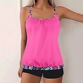 abordables Tankinis-Mujer Bañadores 2 piezas Slips Traje de baño Espalda al Aire Vacaciones Ropa de playa Graphic Leopardo Escote Redondo Sin Mangas Trajes de baño