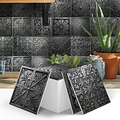 halpa Laatatarrat-12 kpl 3D-seinälaattatarroja, irrotettava tikku, 6x6 tuumaa, paksua pe-vaahtokristalli mosaiikkia, vedenpitävä välitila keittiöön, kylpyhuoneeseen &amp;kodin sisustus, metalliset seinäpaneelit