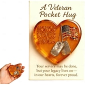 economico 250° Anniversario degli Stati Uniti-Abbraccio tascabile per veterani, l'onore non svanisce mai, biglietto di ringraziamento, gettone militare per veterani a forma di cuore con bandiera americana &amp;piastrine per cani, Natale &amp;regalo per