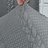 economico Fodera per sedia da pranzo-Coprisedia elasticizzati in jacquard tinta unita, coprisedia da pranzo con schienale alto, design a trecce testurizzate, protezione elastica per la sedia, per la casa, la cucina, l&#039;hotel e la