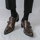 זול נעלי נזיר-נעלי גברים עם רצועות נזיר כפולות מעור דמוי עור חומות - נעלי ערב אלגנטיות לחתונות ואירועים רשמיים