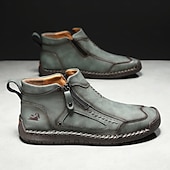 abordables Botines-Botas de senderismo de piel sintética de primera calidad para hombre: calzado resistente con cierre de cremallera para aventuras al aire libre y uso casual.