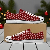 economico Scarpe di Natale da Uomo-Sneakers da uomo con stampa natalizia - auguri di buon Natale con fiocchi di neve scintillanti, scarpe casual in tela per viaggi di vacanza, riunioni di famiglia ed eventi natalizi