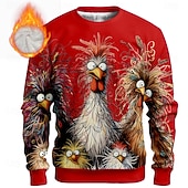 Χαμηλού Κόστους Animal Print-Ανδρικά Πετεινός Γκρινιάρης Φλις Πουλόβερ Καθημερινά Καθημερινό 3D Στρογγυλή Ψηλή Λαιμόκοψη Σπίτι Πάρτι Δώρο Streetwear Μπλε Απαλό Μπλε Λίμνης Μαύρο Λευκό Ρουμπίνι 3D εκτύπωση Φθινόπωρο Χειμώνας